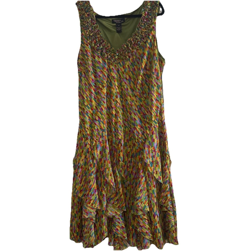 Signature by Robbie Bee Sleeveless Midi Dress 18 Multi Color Ruffle Excellent - Picture 4 of 16